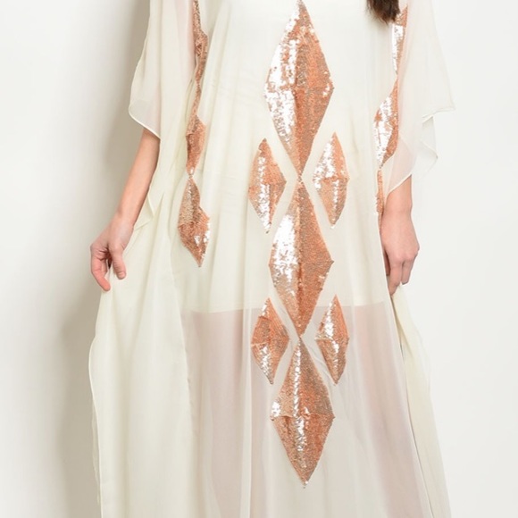 ☀️IVORY SEQUINS MESH DRESS - Picture 3 of 4